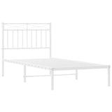 Metal Bed Frame without Mattress with Headboard White 90x190cm 373732