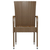 Garden Dining Set Brown PE Rattan, Powder-Coated Steel Medium 3098027