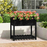 Planter with Shelf Black 82.5x54x81 cm Solid Wood Pine 823784