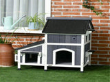 Gray Modern Outdoor Cat Furniture Weather-Resistant Roof, Garden Bed, Multi-Entry Cat House 40275527