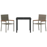 Garden Dining Set with Cushion 3 pcs Grey Poly Rattan 3379709