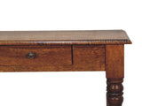 Solid Wood Chestnut Turned Leg Writing Desk, 1 Drawer, Dark Brown B2743P403471