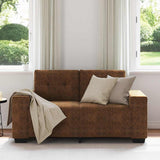 Loveseat Sofa with Cushion Brown Faux leather 4105120