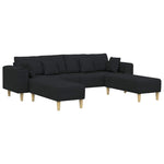 Fabric Sofa with Cushion 3 pcs Black 208 cm Fabric 3335164