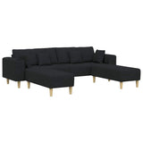 Fabric Sofa with Cushion 3 pcs Black 208 cm Fabric 3335164