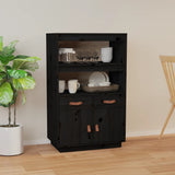 Highboard Black 67x40x108.5 cm Solid Wood Pine 820161