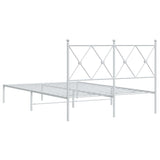 Metal Bed Frame without Mattress with Headboard White 120x190cm 376548