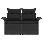 Garden Sofa with Cushion Black 141 x 62 x 69cm Poly Rattan 42006701