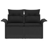 Garden Sofa with Cushion Black 141 x 62 x 69cm Poly Rattan 42006701