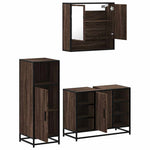 ZNTS 3 Piece Bathroom Furniture Set Brown Oak Engineered Wood 3301004