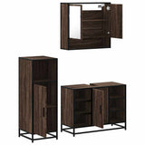 ZNTS 3 Piece Bathroom Furniture Set Brown Oak Engineered Wood 3301004