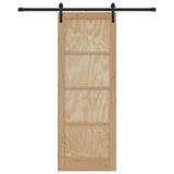 Sliding Door Manual Natural and black 78 x 211 cm 3333164