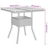 Garden Table with Acacia Wood Top Black 80x80x75 cm Poly Rattan 365519