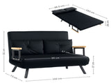 4-in-1 Velvet-Feel Double Sofa Bed, with Pillows - Black T3398P344492