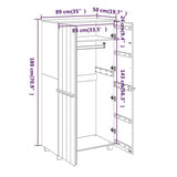 Wardrobe "HAMAR" White 89x50x180 cm Solid Wood Pine 340481