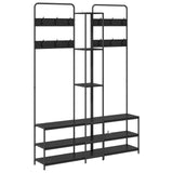 Coat Stand with Shoes Bench Black Oak 143 x 30 x 199.5 cm 8012044