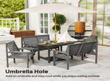 5 Piece Wooden Garden Set for 6, Outdoor Conversation Set with 2 Armchairs, 2 Loveseats and T3398P377595