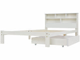 Bed with Shelves, White Wooden Storage Bed, Underbed Drawer - 3FT Single Frame Only WF290549AAW