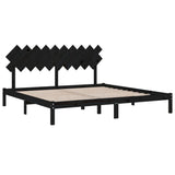 Bed Frame without Mattress Black 200x200 cm Solid Wood 3104892