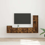 TV Cabinet Set Wall-mounted 4 pcs Smoked Oak Engineered Wood 3409002