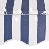 Manual Retractable Awning with LED 300 cm Blue and White 145845