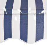 Manual Retractable Awning with LED 350 cm Blue and White 145846