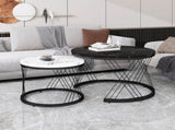 (WF307775BAA) Round Coffee Table, Modern Coffee Table Set of 2 Marble Pattern Top with Metal Frame, N605P245784A