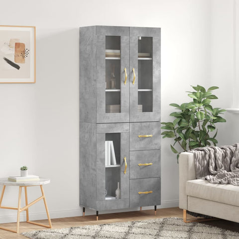 Highboard Concrete Grey 69.5x34x180 cm Engineered Wood 3198581
