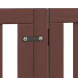 Dog Gate with Door Foldable 6 Panels Brown 300 cm Poplar Wood 352263