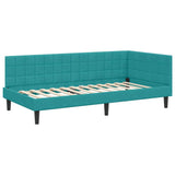 Corner Bed Frame with Headboard Turquoise 100 x 200 cm Velvet 42016446