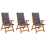 Reclining Garden Chairs 3 pcs Natural Solid Acacia Wood 42041434