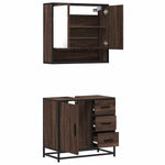 ZNTS 2 Piece Bathroom Furniture Set Brown Oak Engineered Wood 3300929