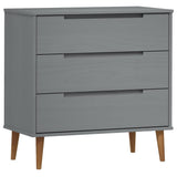 Drawer Cabinet MOLDE Grey 80x40x80 cm Solid Wood Pine 350506