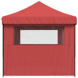Foldable Party Tent Pop-Up with 3 Sidewalls Burgundy 4004971