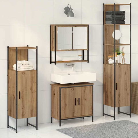 Bathroom Furniture Set with Door 4 pcs Brown 33 x 33 x 185.5 cm 3334413