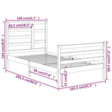 Bed Frame without Mattress White Solid Wood 100x200 cm 3105851