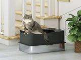 Stainless Steel Cat Litter Tray, Extra Large Enclosed Litter Box with Scoop, Top Entrance, Non-slip T3398P376112