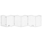 Dog Gate with Door Foldable 6 Panels White 300 cm Poplar Wood 352213