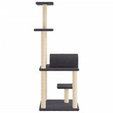 Cat Tree with Sisal Scratching Posts Dark Grey 136 cm 172093
