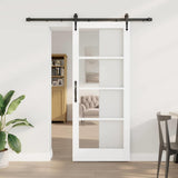Sliding Door White 83 x 202 cm Solid Pine Wood and Glass 3332334