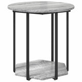 Side Table Set with Shelf 2 pcs Grey 869717