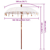 Balinese Parasol Cream 190 x 190 x 260 cm Cotton and solid wood 42006450