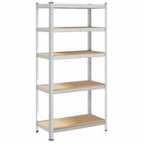 5-Layer Heavy-duty Shelf Silver Steel&Engineered Wood 4016958