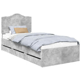 Bed Frame with Drawer Concrete Grey 100 x 200 cm Engineer Wood 3413446