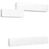7 Piece TV Cabinet Set White Engineered Wood 3078729