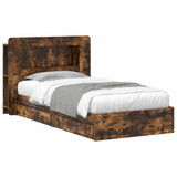 Bed Frame with Storage Smoked Oak 75 x 190 cm Engineered Wood 3433614