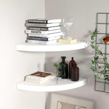 Floating Corner Shelves 2 pcs High Gloss White 35x35x3.8 cm MDF 323908
