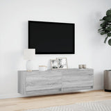 TV Wall Cabinet with LED Lights Grey Sonoma 140x31x38 cm 852374