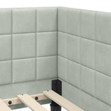 Corner Bed Frame Light Grey 90 cm x 200 cm Velvet 42016388