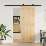 Sliding Door NARVIK 80 x 210 cm Natural and Black 3445270